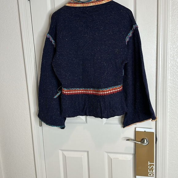 MOTH~ANTHROPOLOGIE Ribbon Trimmed Hippie Bohemian Wrap Sweater Size L - Picture 4 of 15